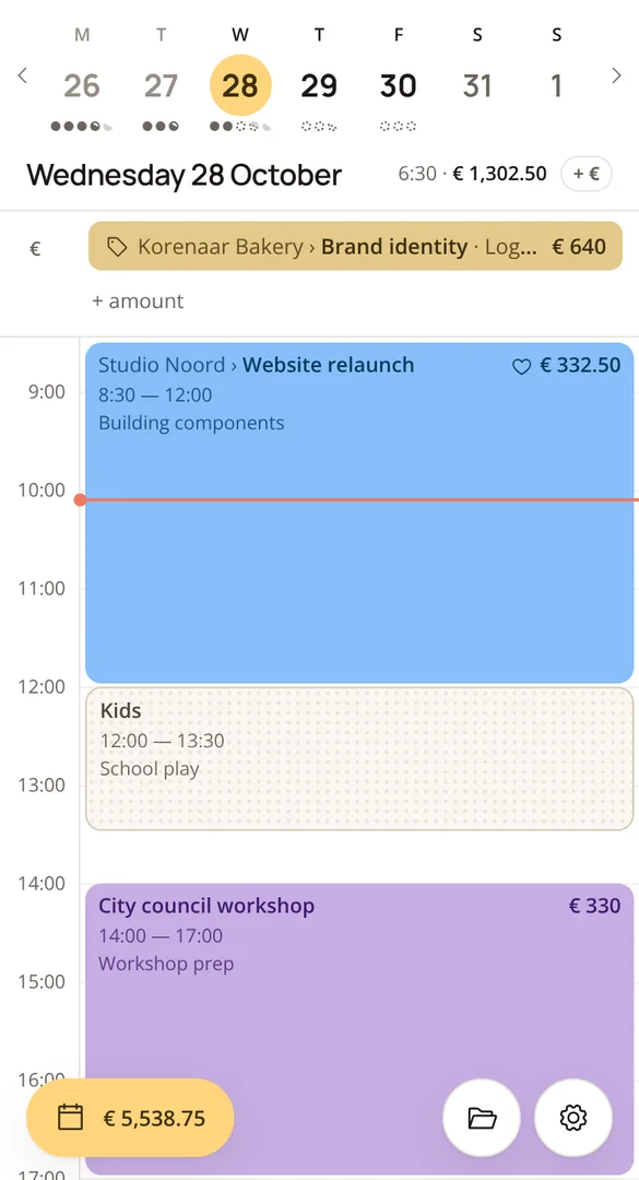 The same week on a phone, showing Wednesday.